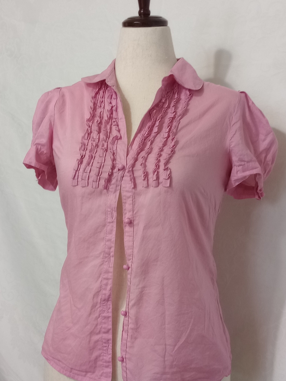 Banana Republic Pink Ruffle-Front Button Down Shirt